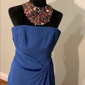 Blue formal dress/100% polyester/sleeveless